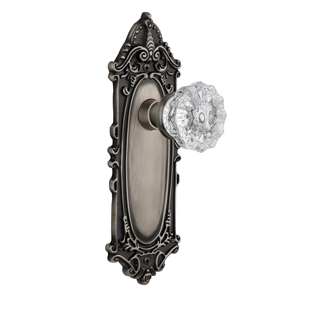 Nostalgic Warehouse VICCRY Passage Knob Victorian Plate with Crystal Knob in Antique Pewter